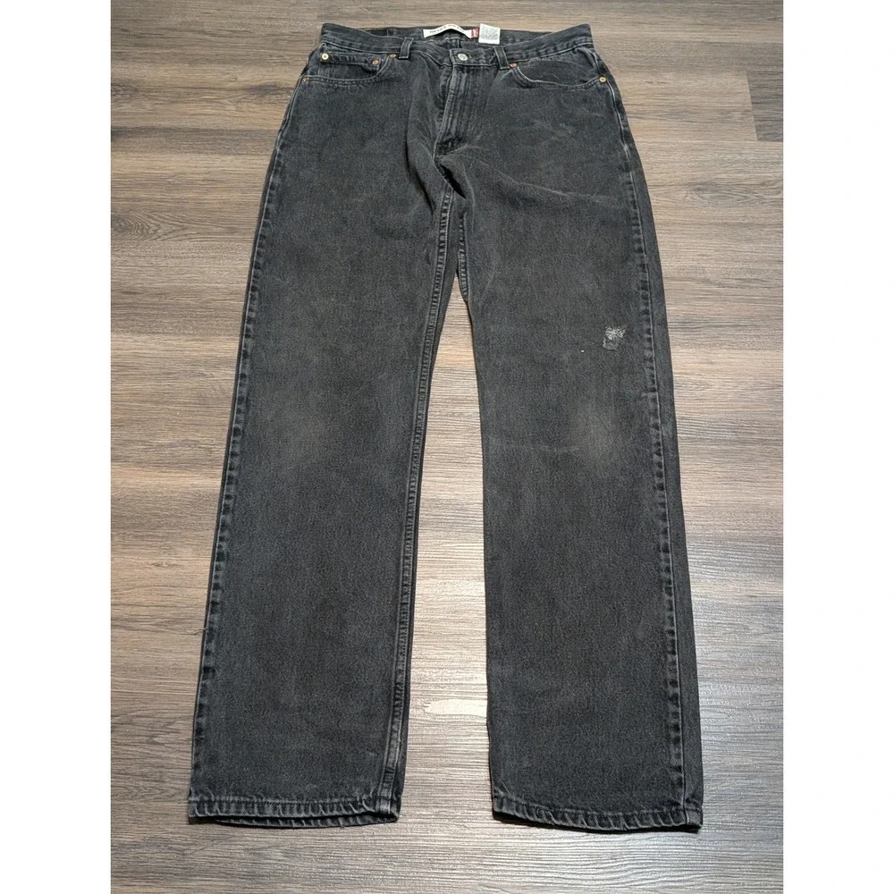 Levis 505 Regular Fit Jeans Mens 36x36(34) Faded Black Straight Leg‎ Denim Y2K